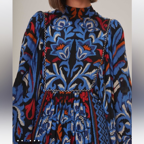 Farm Rio Black Toucans Scarf Long Sleeve Maxi Dress - Picture 3 of 9